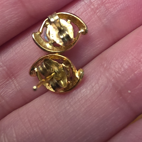 Vermeil 925 Gold Toned Vintage Opal Earrings - Picture 5 of 11